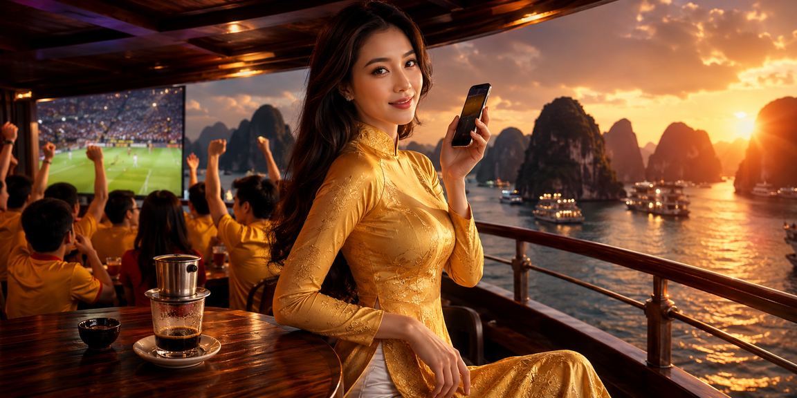 Người chơi tại Hạ Long nhận voucher trên thiết bị di động